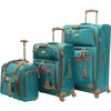 image:imageSteve Madden Designer Luggage Collection  3 Piece Softside Expandable Lightweight Spinner Suitcase Set  Travel Set Includes an Under Seat Bag 20Inch Carry on and 28Inch Checked Suitcase ShadowHarlo Teal Blue
