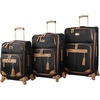 image:imageSteve Madden Designer Luggage Collection  3 Piece Softside Expandable Lightweight Spinner Suitcase Set  Travel Set includes 20 Inch Carry on 24 Inch amp 28Inch Checked Suitcases Black GreyHarlo Black