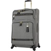 image:imageSteve Madden Designer Luggage Collection  Lightweight 24 Inch Expandable Softside Suitcase  Midsize Rolling 4Spinner Wheels Checked Bag Harlo BlackPeek A Boo Gray