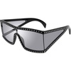 image:imageSteve Madden Womens Jagger SunglassesBlackGlitterSolid SmokeSilver Mirrored