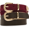image:imageSteve Madden Womens Steve Madden 2 Pack Women Belts for Jeans Dresses Pants Ladies Waist BeltBordeaux