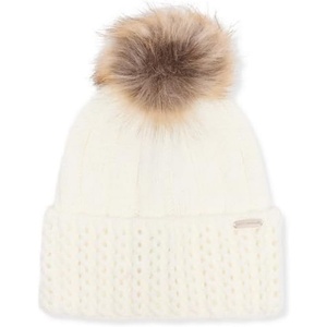image:imageSTEVE MADDEN Pointelle Knit Cuff Beanie with POM Ivory