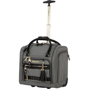 image:imageSteve Madden Designer 15 Inch Carry on Suitcase Small Weekender Overnight Business Travel Luggage Lightweight 2 Rolling Spinner Wheels Under Seat Bag for Women Shadow PurplePeekaboo Grey