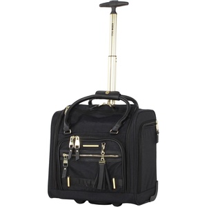 image:imageSteve Madden Designer 15 Inch Carry on Suitcase Small Weekender Overnight Business Travel Luggage Lightweight 2 Rolling Spinner Wheels Under Seat Bag for Women Shadow PurplePeekABoo Black