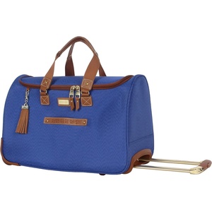 image:imageSteve Madden Designer Carry On Luggage Collection  Lightweight 20 Inch Duffel Bag Weekender Overnight Business Travel Suitcase with 2 Rolling Spinner Wheels Global BlackGlobal Blue
