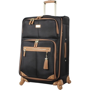 image:imageSteve Madden Designer Luggage  Checked Large 28 Inch Softside Suitcase  Expandable for Extra Packing Capacity  Lightweight Bag with Rolling Spinner Wheels Harlo GrayHarlo Black