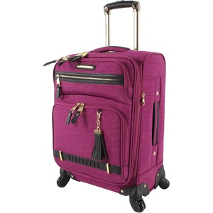 image:imageSteve Madden Designer Luggage  Checked Large 28 Inch Softside Suitcase  Expandable for Extra Packing Capacity  Lightweight Bag with Rolling Spinner Wheels Harlo GrayPeekABoo Purple