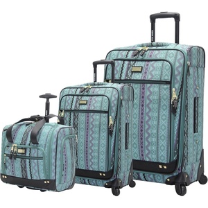 image:imageSteve Madden Designer Luggage Collection  3 Piece Softside Expandable Lightweight Spinner Suitcase Set  Travel Set Includes an Under Seat Bag 20Inch Carry on and 28Inch Checked Suitcase ShadowLegends Turquoise