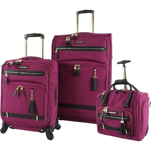 image:imageSteve Madden Designer Luggage Collection  3 Piece Softside Expandable Lightweight Spinner Suitcase Set  Travel Set Includes an Under Seat Bag 20Inch Carry on and 28Inch Checked Suitcase ShadowPeekaboo Purple