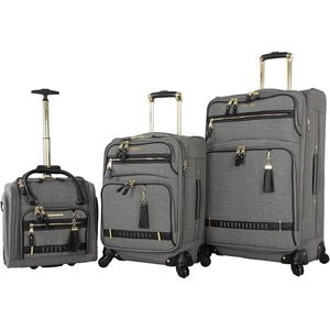 image:imageSteve Madden Designer Luggage Collection  3 Piece Softside Expandable Lightweight Spinner Suitcase Set  Travel Set Includes an Under Seat Bag 20Inch Carry on and 28Inch Checked Suitcase ShadowPeekaboo Grey