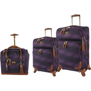 image:imageSteve Madden Designer Luggage Collection  3 Piece Softside Expandable Lightweight Spinner Suitcase Set  Travel Set Includes an Under Seat Bag 20Inch Carry on and 28Inch Checked Suitcase ShadowShadow Purple