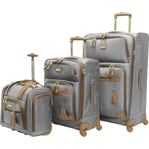 image:imageSteve Madden Designer Luggage Collection  3 Piece Softside Expandable Lightweight Spinner Suitcase Set  Travel Set Includes an Under Seat Bag 20Inch Carry on and 28Inch Checked Suitcase ShadowHarlo Gray