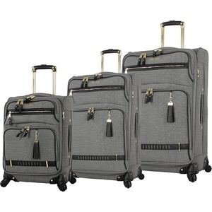 image:imageSteve Madden Designer Luggage Collection  3 Piece Softside Expandable Lightweight Spinner Suitcase Set  Travel Set includes 20 Inch Carry on 24 Inch amp 28Inch Checked Suitcases Black GreyPEEKABOO Grey