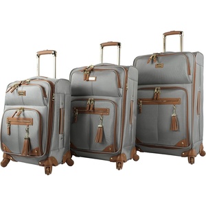 image:imageSteve Madden Designer Luggage Collection  3 Piece Softside Expandable Lightweight Spinner Suitcase Set  Travel Set includes 20 Inch Carry on 24 Inch amp 28Inch Checked Suitcases Black GreyHarlo Gray