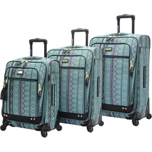 image:imageSteve Madden Designer Luggage Collection  3 Piece Softside Expandable Lightweight Spinner Suitcase Set  Travel Set includes 20 Inch Carry on 24 Inch amp 28Inch Checked Suitcases PrintTeal