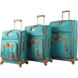 image:imageSteve Madden Designer Luggage Collection  3 Piece Softside Expandable Lightweight Spinner Suitcase Set  Travel Set includes 20 Inch Carry on 24 Inch amp 28Inch Checked Suitcases Black GreyHarlo Teal Blue