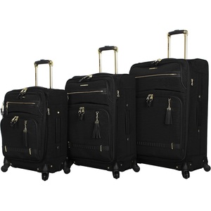 image:imageSteve Madden Designer Luggage Collection  3 Piece Softside Expandable Lightweight Spinner Suitcase Set  Travel Set includes 20 Inch Carry on 24 Inch amp 28Inch Checked Suitcases Black GreyBlack Grey