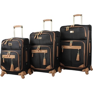 image:imageSteve Madden Designer Luggage Collection  3 Piece Softside Expandable Lightweight Spinner Suitcase Set  Travel Set includes 20 Inch Carry on 24 Inch amp 28Inch Checked Suitcases Black GreyHarlo Black