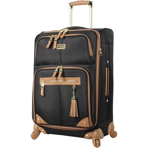 image:imageSteve Madden Designer Luggage Collection  Lightweight 24 Inch Expandable Softside Suitcase  Midsize Rolling 4Spinner Wheels Checked Bag Harlo BlackHarlo Black