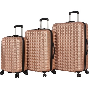 image:imageSteve Madden Luggage Set 3 Piece  Lightweight Hardside Suitcase set  Includes 20 Inch Carry on 24In28In Checked Bag with 8Wheel Rolling Spinner Rose Gold One Size
