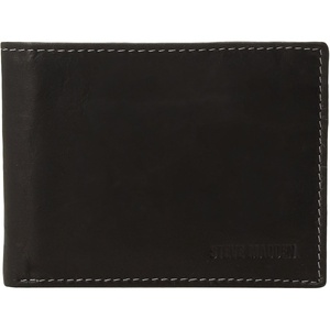 image:imageSteve Madden Mens Slim Leather Wallet with Extra Capacity Attached Flip PocketsBlackAntique
