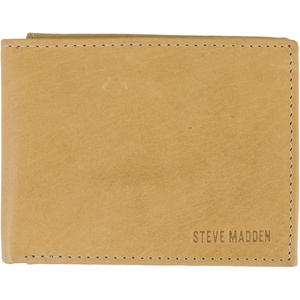 image:imageSteve Madden Mens Slim Leather Wallet with Extra Capacity Attached Flip PocketsTanAntique