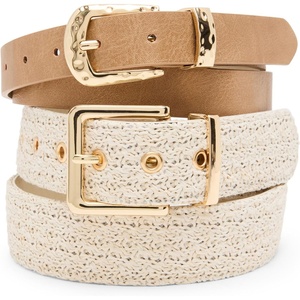 image:imageSteve Madden Womens Everday Neutral 2 for 1 Pant BeltBlonde