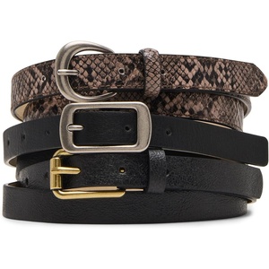 image:imageSteve Madden Womens Steve Madden 3 Pack Women Belts for Jeans Dresses Pants Ladies Waist BeltBlackGrey