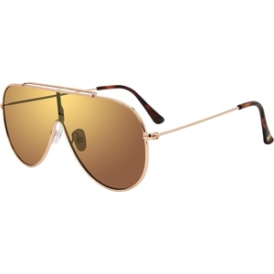 image:imageSteve Madden womens Female Sunglasses Style Maxwell Shield SunglassesShiny GoldSolid BrownGold Logo Mirror