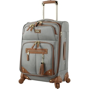 image:imagesteve madden Designer Luggage Collection  Lightweight Softside Expandable Suitcase for Men amp Women  Durable 20 Inch Carry On Bag with 4Rolling Spinner Wheels Global Blue 20in SpinnerHarlo Gray