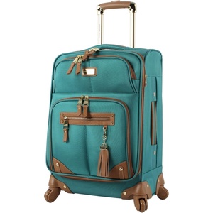 image:imagesteve madden Designer Luggage Collection  Lightweight Softside Expandable Suitcase for Men amp Women  Durable 20 Inch Carry On Bag with 4Rolling Spinner Wheels Global Blue 20in SpinnerHarlo Teal Blue