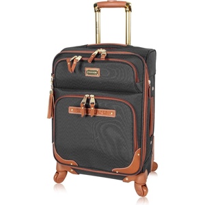image:imagesteve madden Designer Luggage Collection  Lightweight Softside Expandable Suitcase for Men amp Women  Durable 20 Inch Carry On Bag with 4Rolling Spinner Wheels Global Blue 20in SpinnerGlobal Black