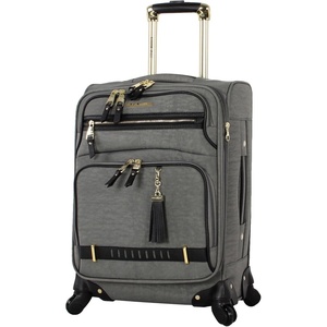 image:imagesteve madden Designer Luggage Collection  Lightweight Softside Expandable Suitcase for Men amp Women  Durable 20 Inch Carry On Bag with 4Rolling Spinner Wheels Global Blue 20in SpinnerPeekaboo Grey