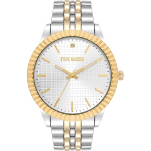 image:imageSteve Madden Mens Genuine Diamond Dial Bracelet WatchSilverTwoTone