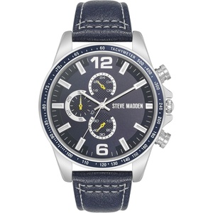 image:imageSteve Madden Mens Strap WatchNavy BlueSilver