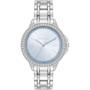 image:imageSteve Madden Womens Genuine Crystal Accented Bracelet WatchLight BlueSilver