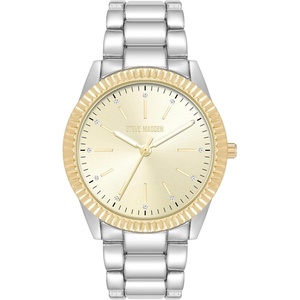 image:imageSteve Madden Womens Genuine Crystal Accented Bracelet WatchTwoToneChampagne